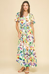 Floral Puff Sleeve  Maxi Dress