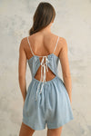 CRINKLED FABRIC ROMPER WITH CONTRAST STRAP