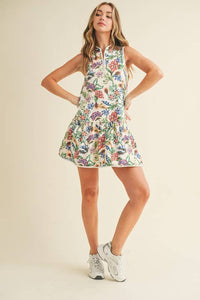 Floral Print Zip Up Romper