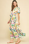 Floral Puff Sleeve  Maxi Dress