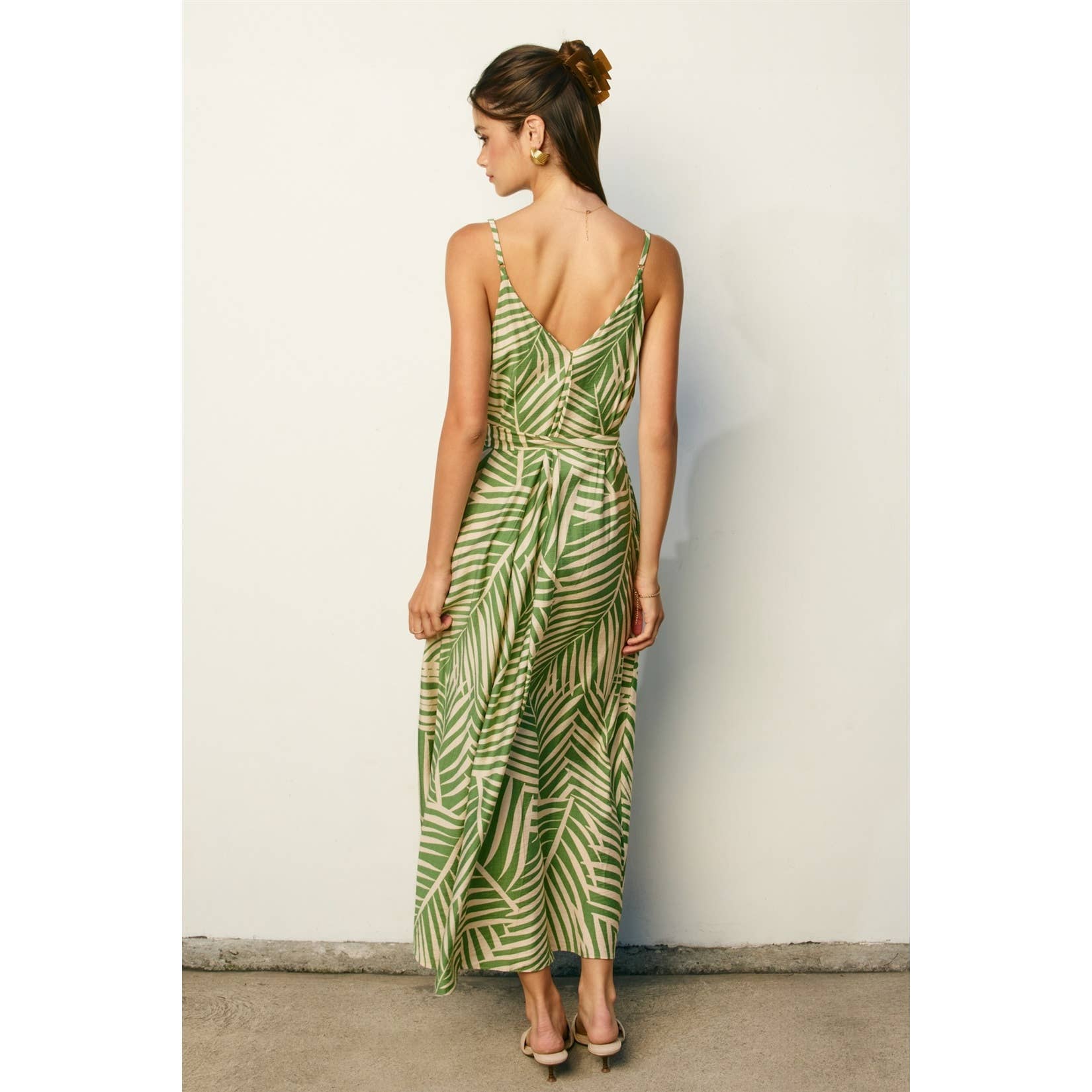 Tropical Leaf Flared Dress
