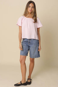Melina Gathered Short-Sleeve Blouse