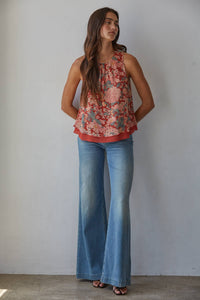 Rust Print Sleeveless Top