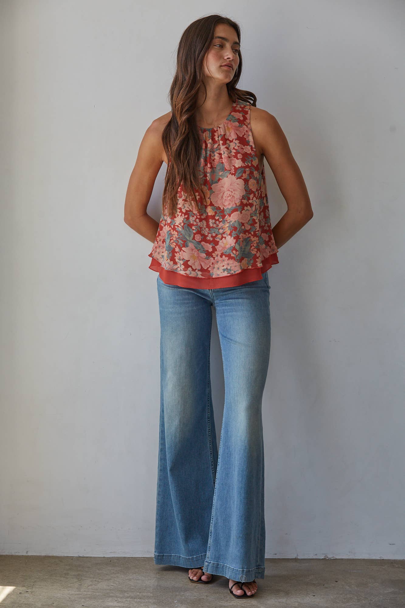 Rust Print Sleeveless Top