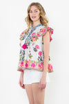 Flutter Sleeve Tassel Top