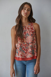 Rust Print Sleeveless Top