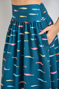FISH PRINT MIDI SKIRT
