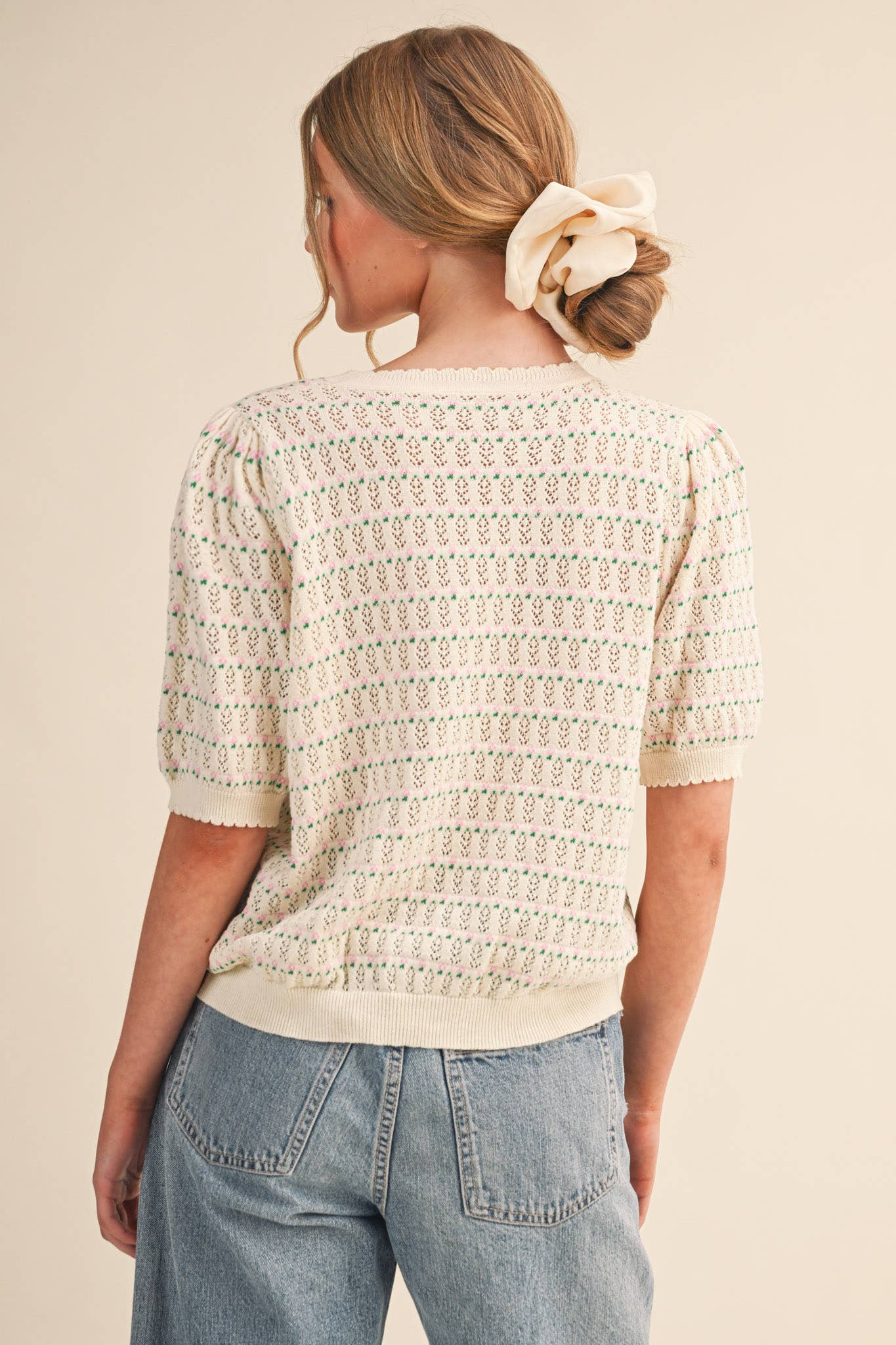 Puff Sleeve Button Down Sweater