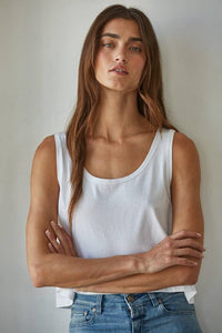 Knit Cotton Scoop Neck Sleeveless Tank Top