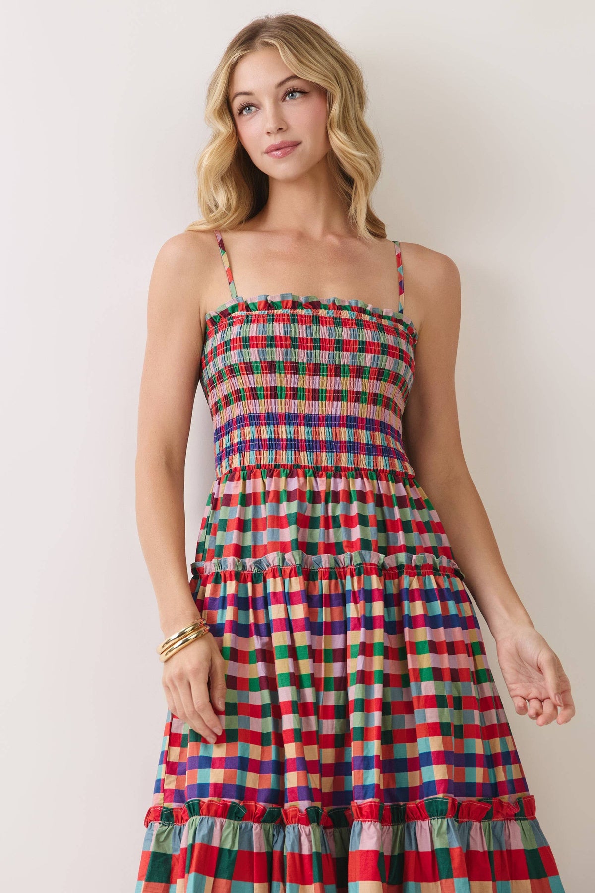 Smocked Bodice Tiered Maxi Dress