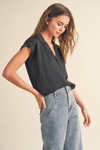 BUTTON DOWN CAP SLEEVE SHIRTS