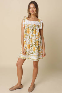 Angel Square-Neck Empire Mini Dress