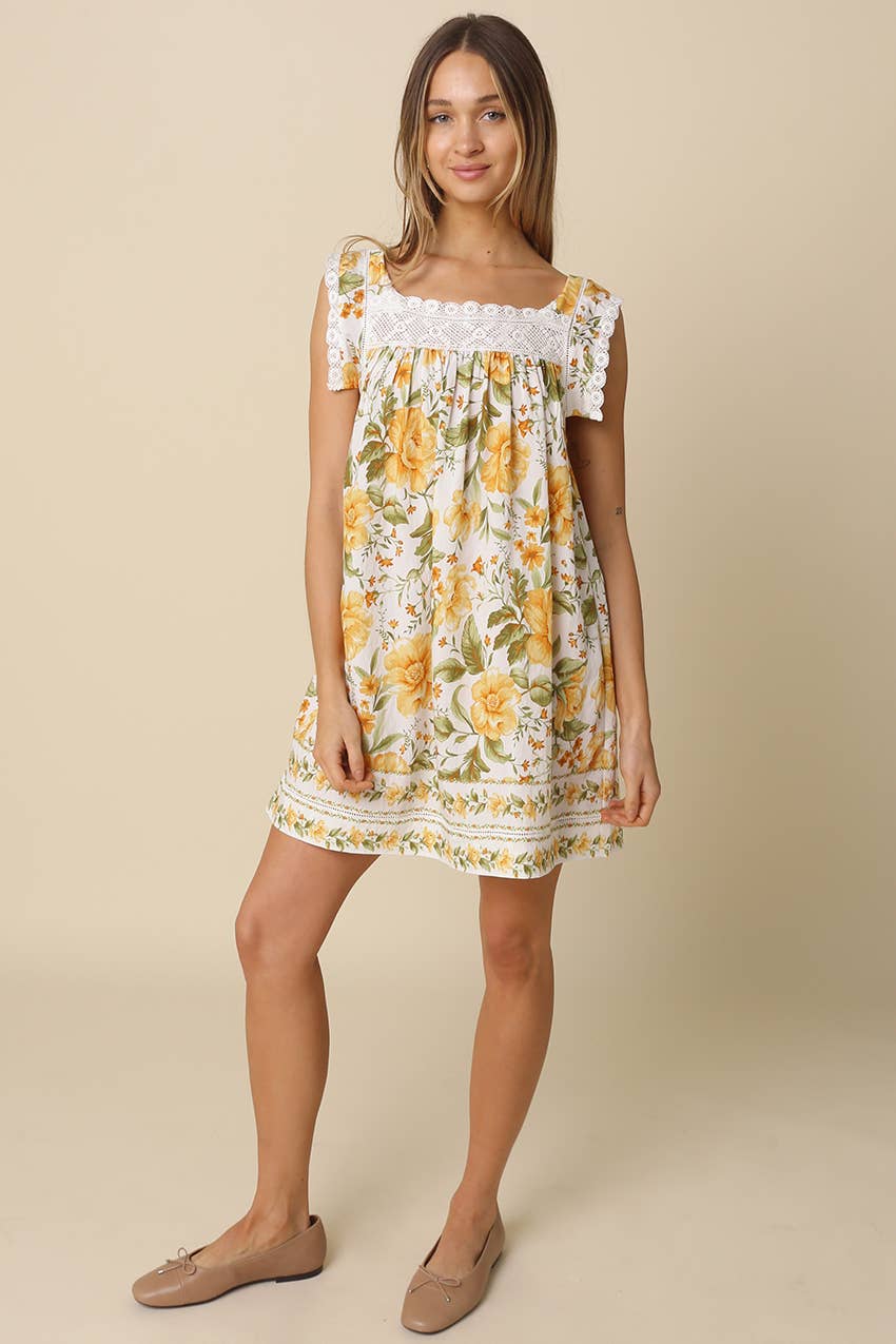 Angel Square-Neck Empire Mini Dress