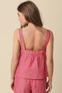 Lucille Striped Button-Front Tank Top