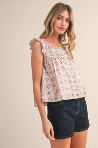 Peach Printed Top