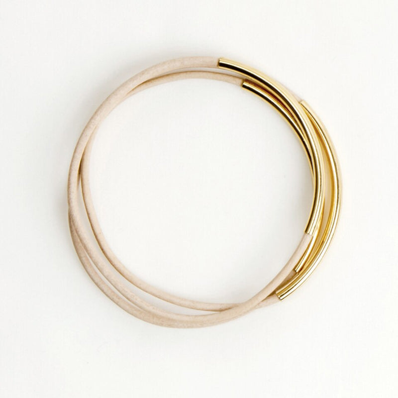 Leather and Metal Bar Bangles