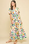 Floral Puff Sleeve  Maxi Dress