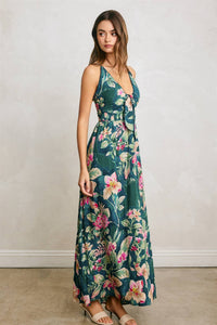 Tropical Front Knot Maxi Dress