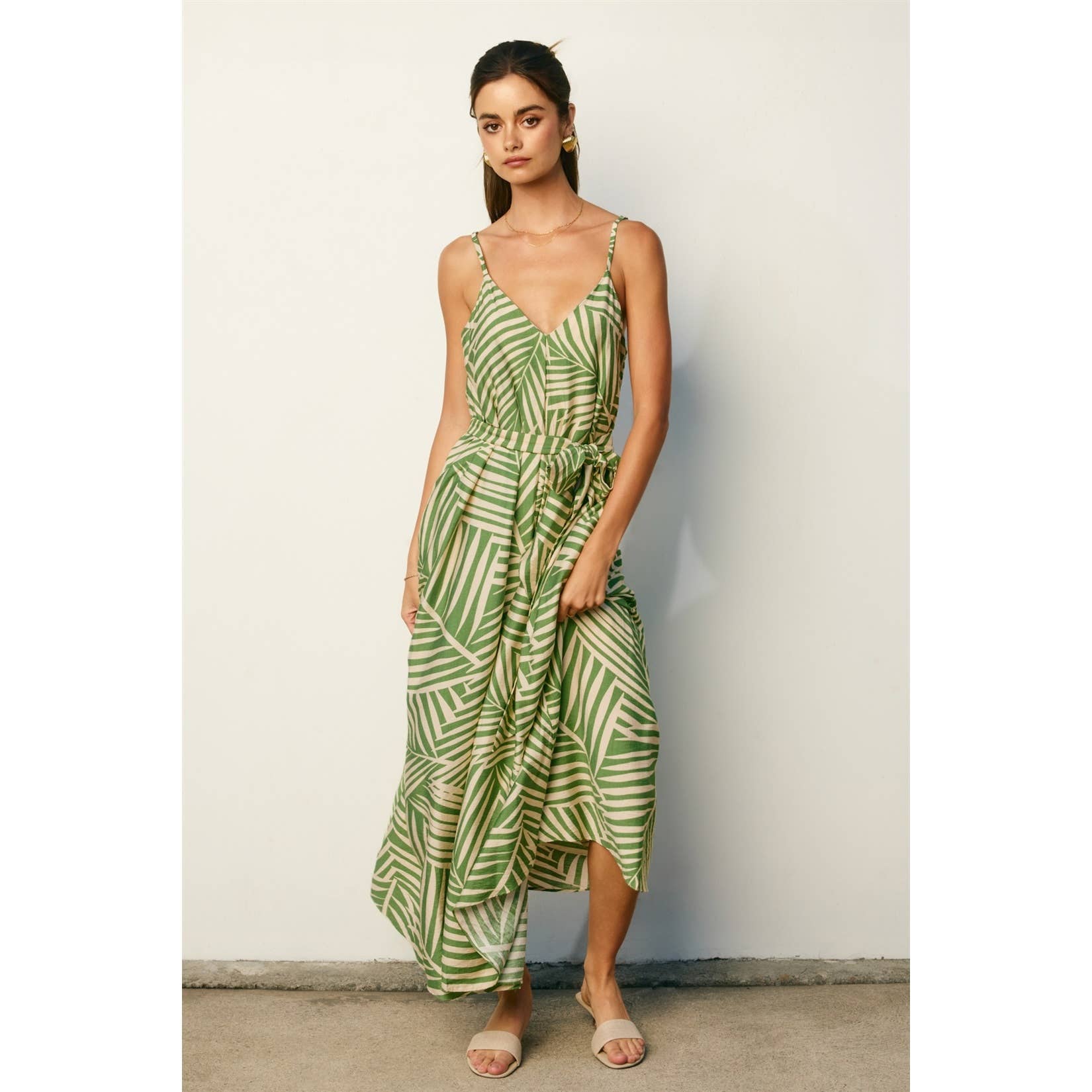 Tropical Leaf Flared Dress
