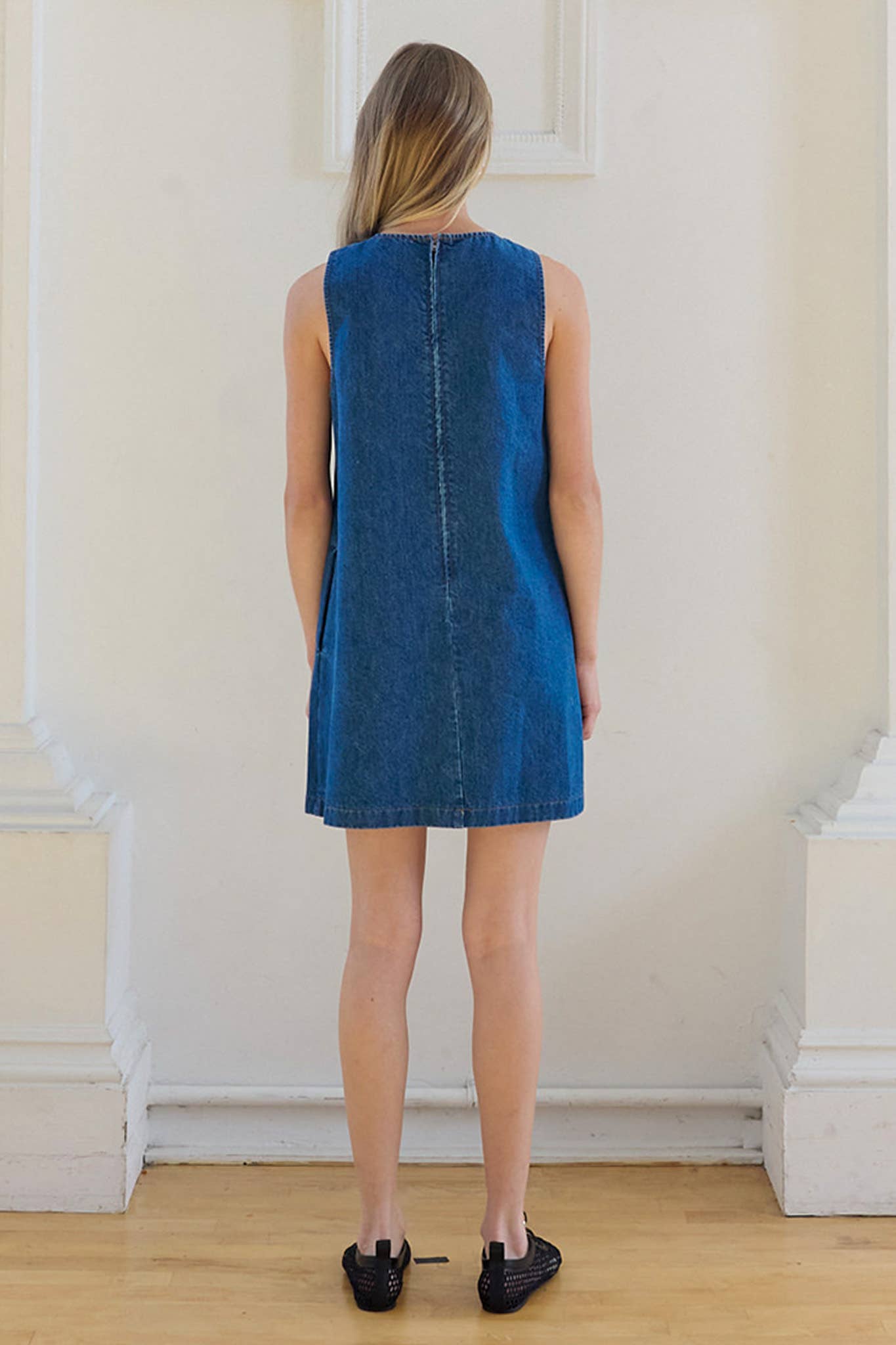 Floral Embroidered Denim Dress