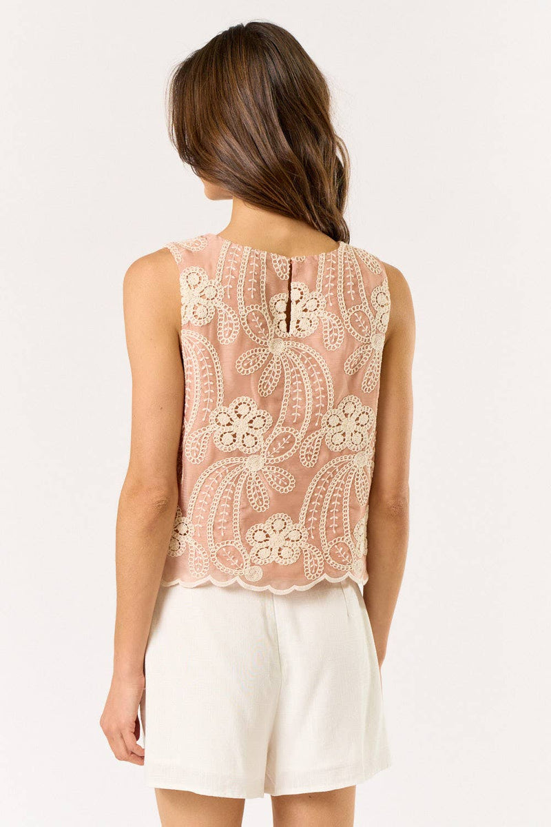 Sleeveless Embroidered Top