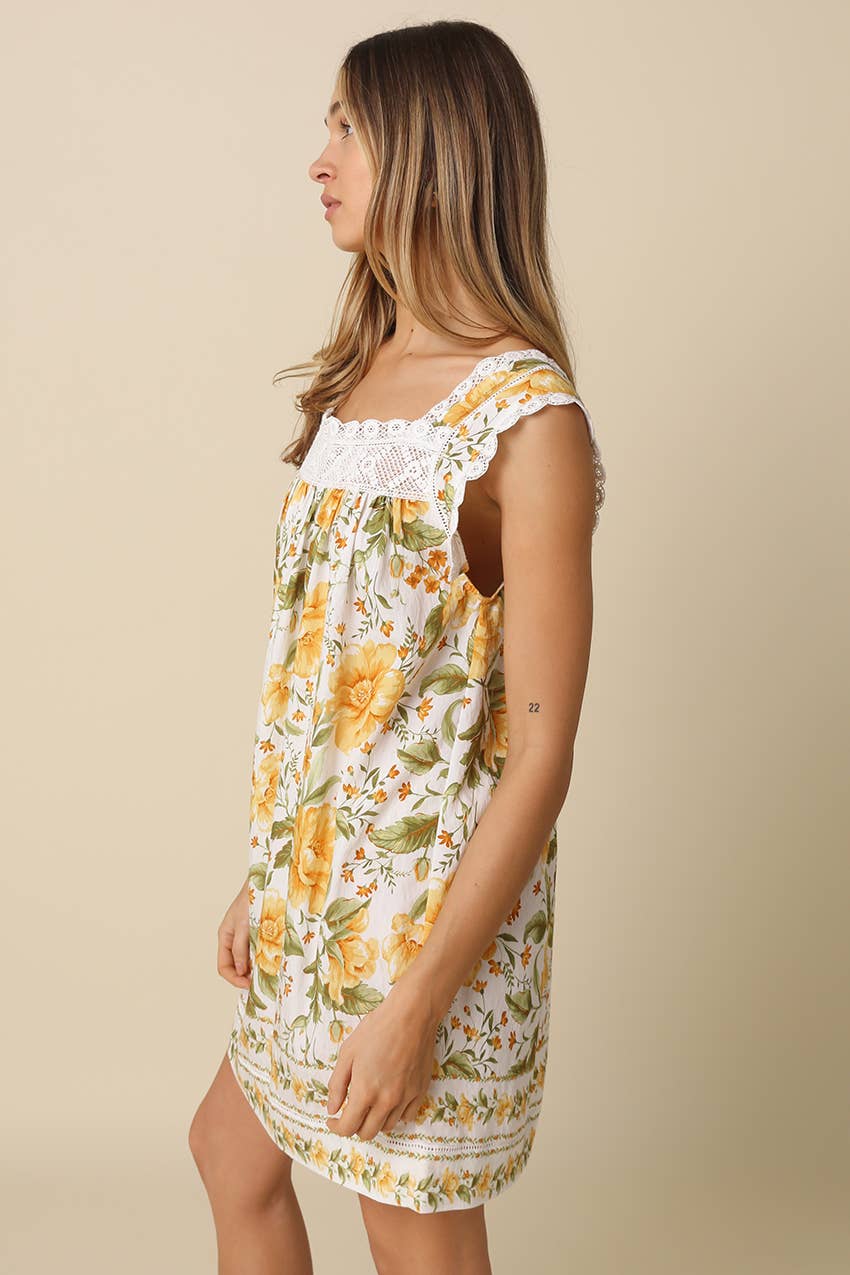 Angel Square-Neck Empire Mini Dress