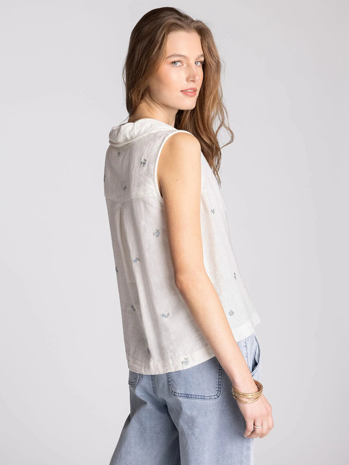 Blue Embroidered Top