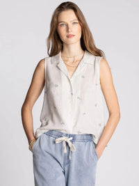 Blue Embroidered Top