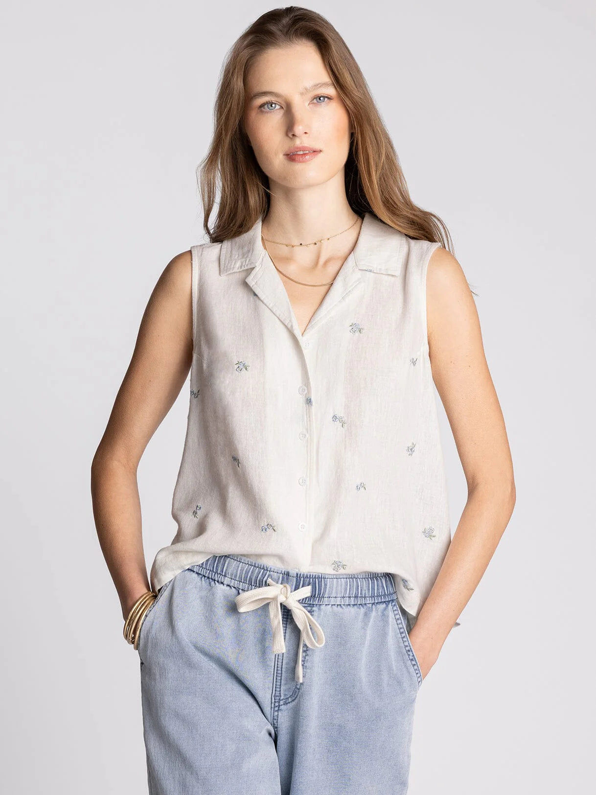 Blue Embroidered Top