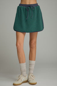 Navy Stripe Mini Skirt