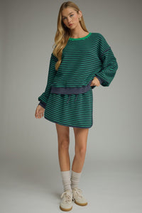 Navy Stripe Mini Skirt