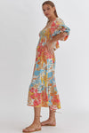 Tropical Print Midi Dress