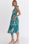 Turquoise Tropical Maxi Dress