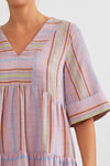 Colorblock Striped Dress in Pink