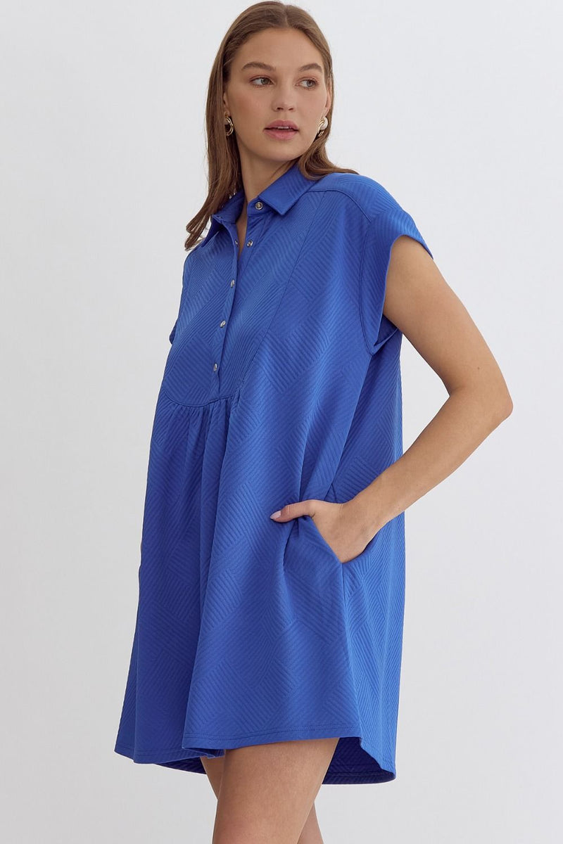 Casual Textured Dress in Blue