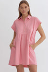 Pink Casual Textured Dress in Pink