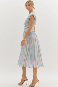 Pastel Stripe Zipper Dress