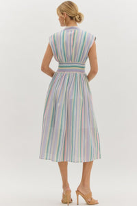 Pastel Stripe Zipper Dress