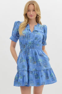 Toile Print Mini Dress