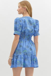 Toile Print Mini Dress