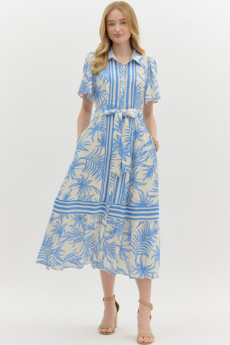Tropical Print Shirt Dress