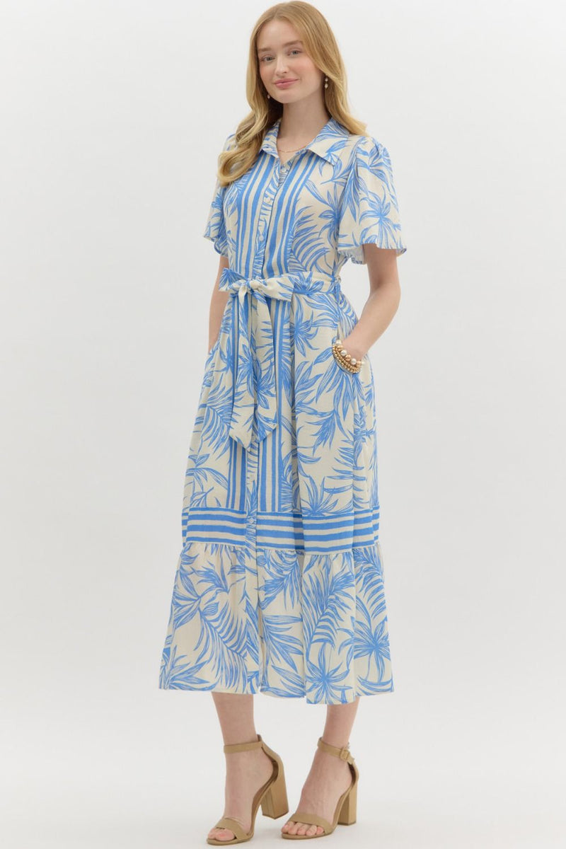 Tropical Print Shirt Dress
