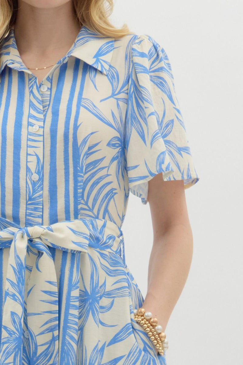 Tropical Print Shirt Dress