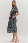 Linear Ruffle Neck Dress