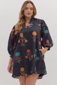 Fall Block Print Mini Dress