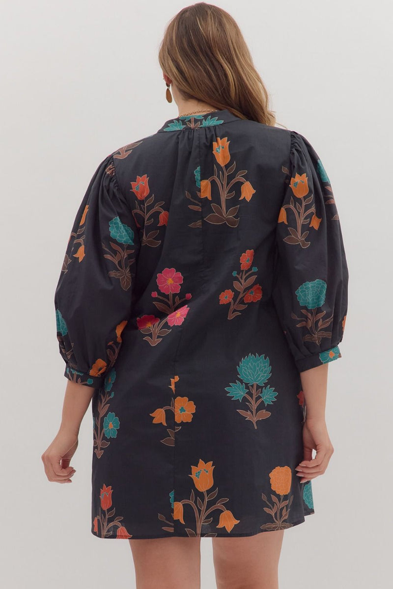 Fall Block Print Mini Dress