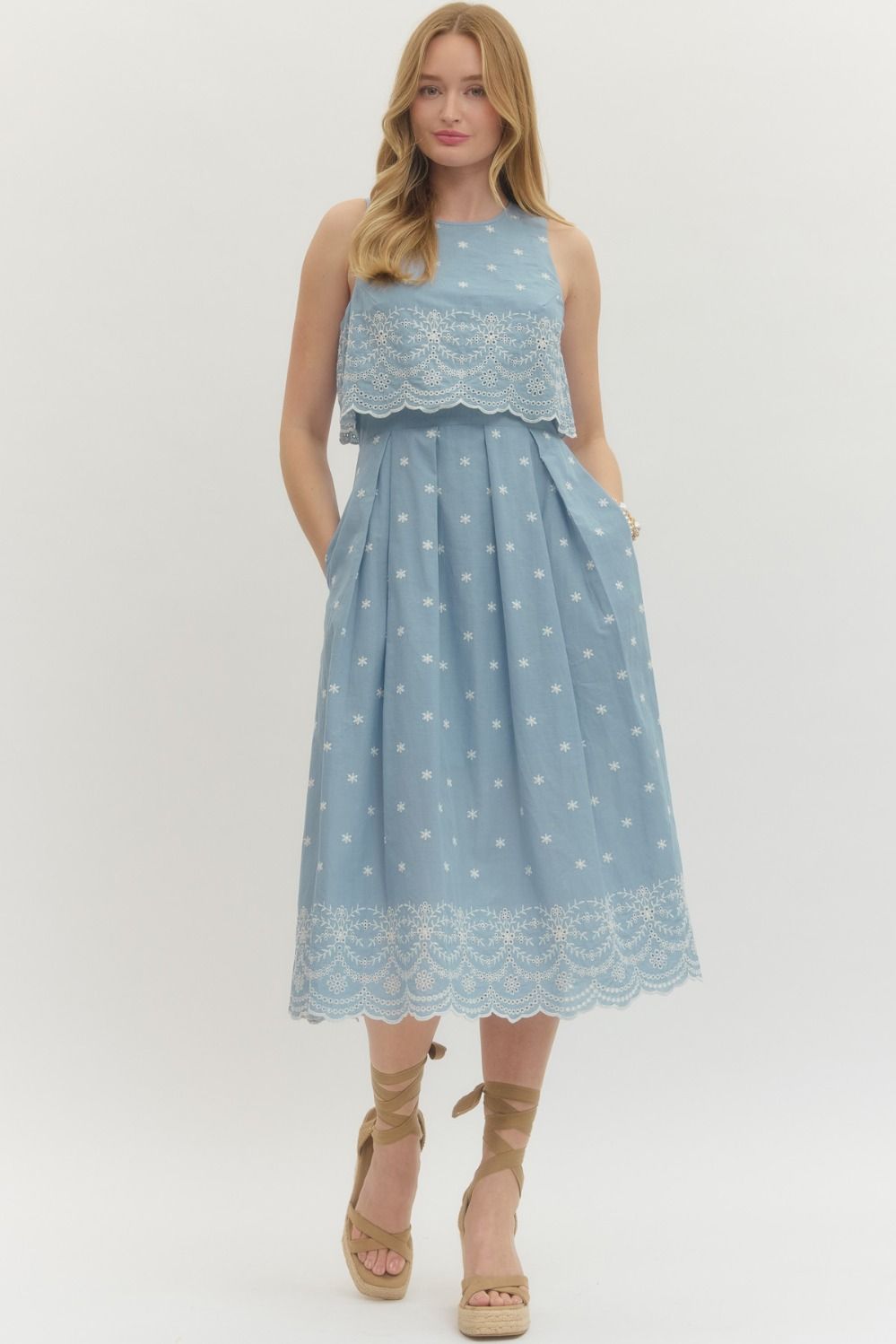 Embroidered Midi Dress