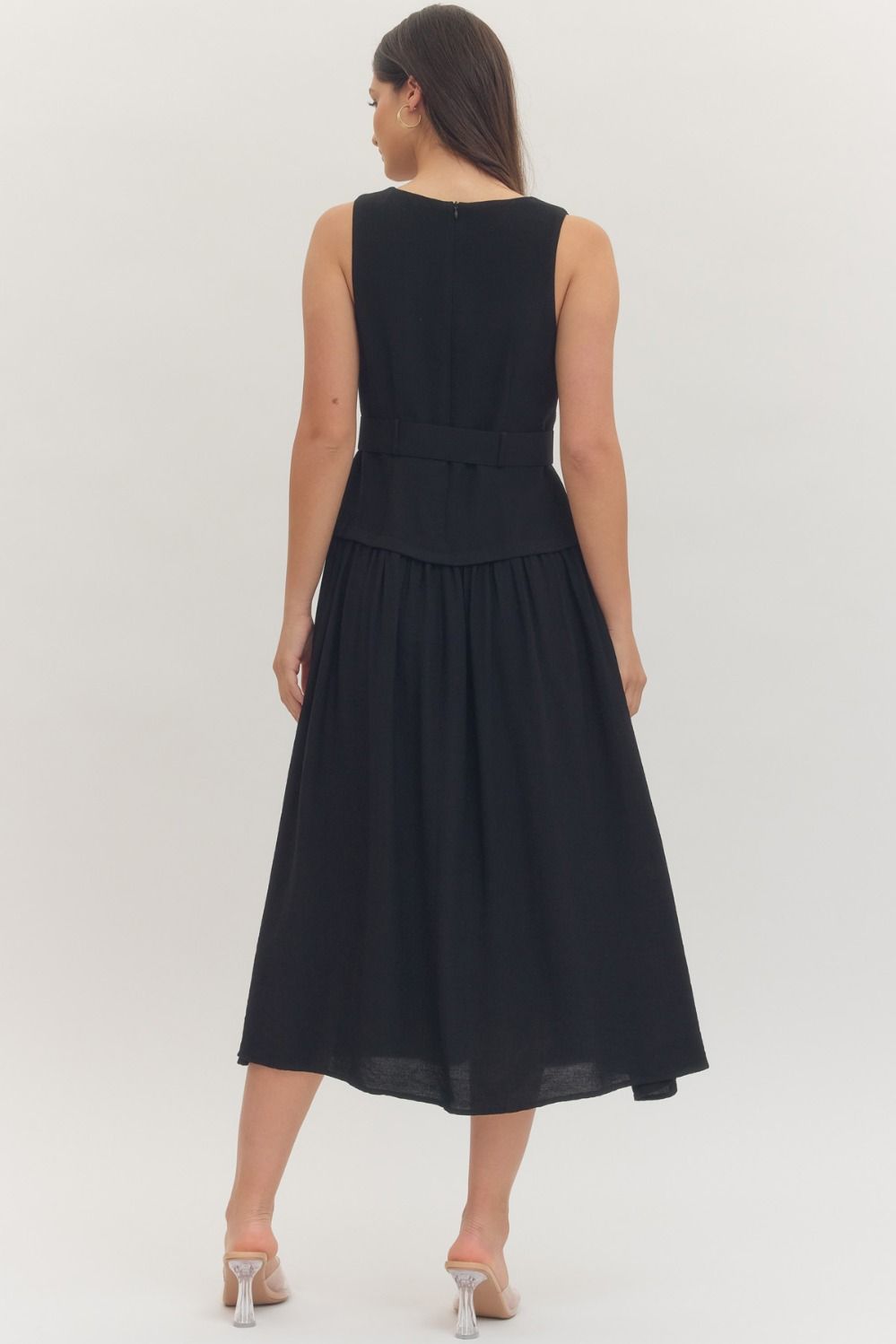 Gold Buckle Black Dress
