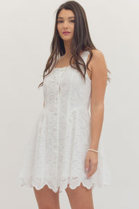 Button Eyelet Mini Dress