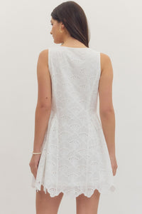 Button Eyelet Mini Dress
